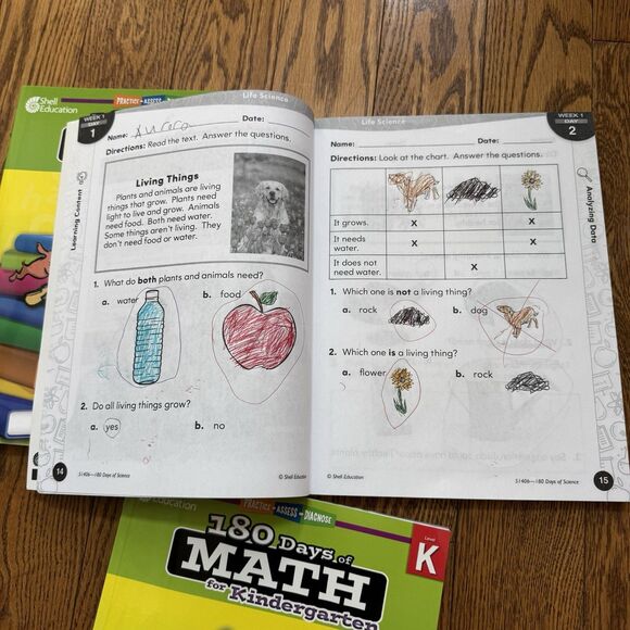 3 Homeschool Grade K Kindergarten WorkBooks 180 Days Of Reading Math Science - Picture 3 of 8